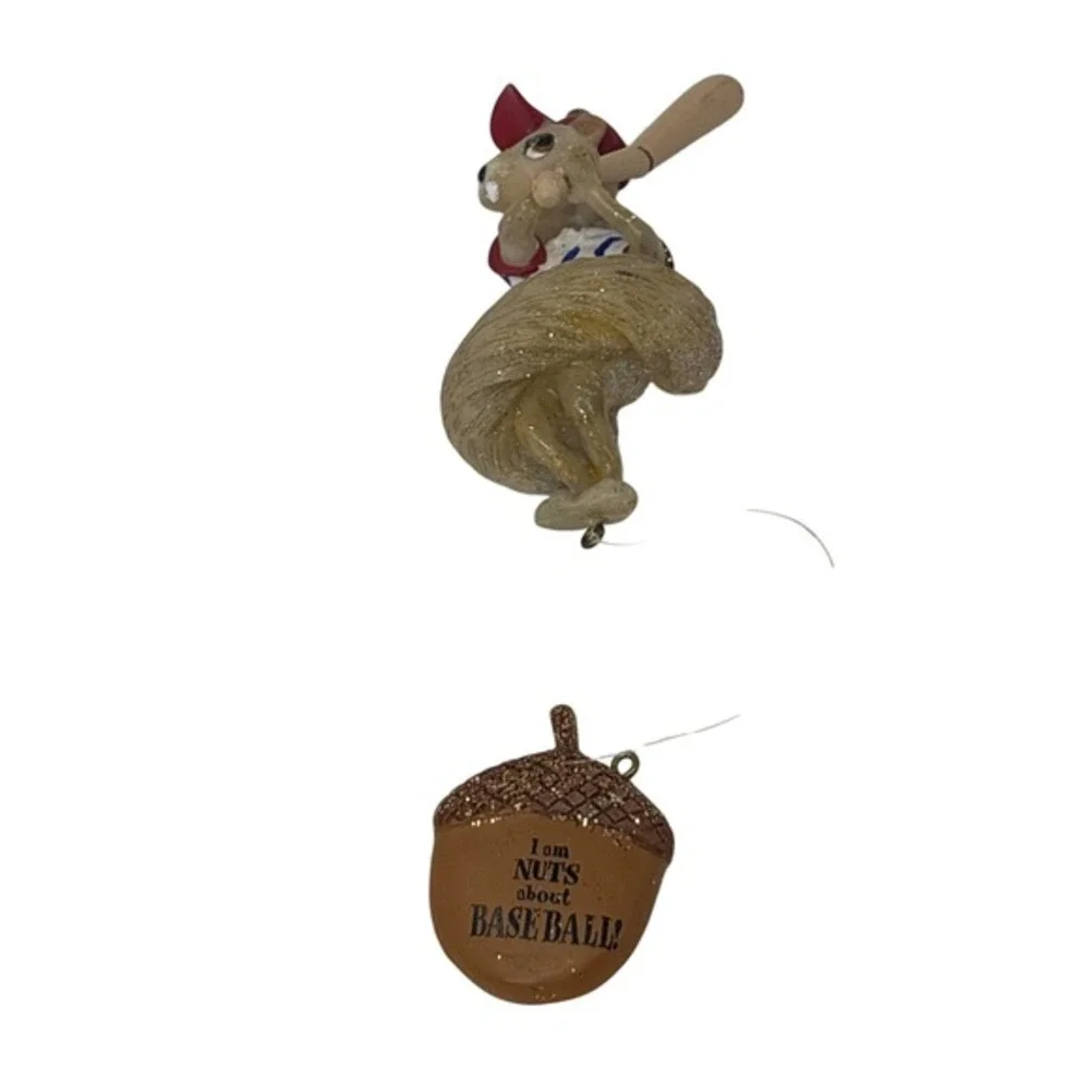 Squirrel Baseball Ornament I Am Nuts About Baseball Acorn Glitter Sports Decor‎